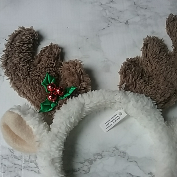 Reindeer antler soft plush fuzzy brown head band - Picture 8 of 8